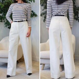 Apiece Apart Manon Trousers Womens 10 Wide Leg Pleated Office Quiet Luxury Cream